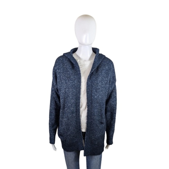 Banana Republic Factory Heather Blue Knit Hooded Sweater Size S - Picture 1 of 4